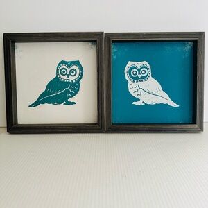 Wise As An Owl Print Set Faux Driftwood Frames